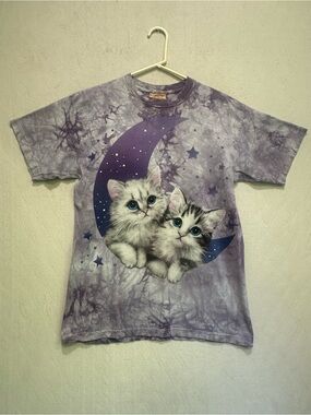 Vintage The Mountain Purple Tie-Dye Cat Kitten Kitties Moon Graphic Tee Sz L